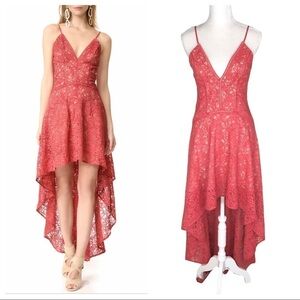 The Jetset Diaries salmon lace Rava dress high/low maxi straps small TJD